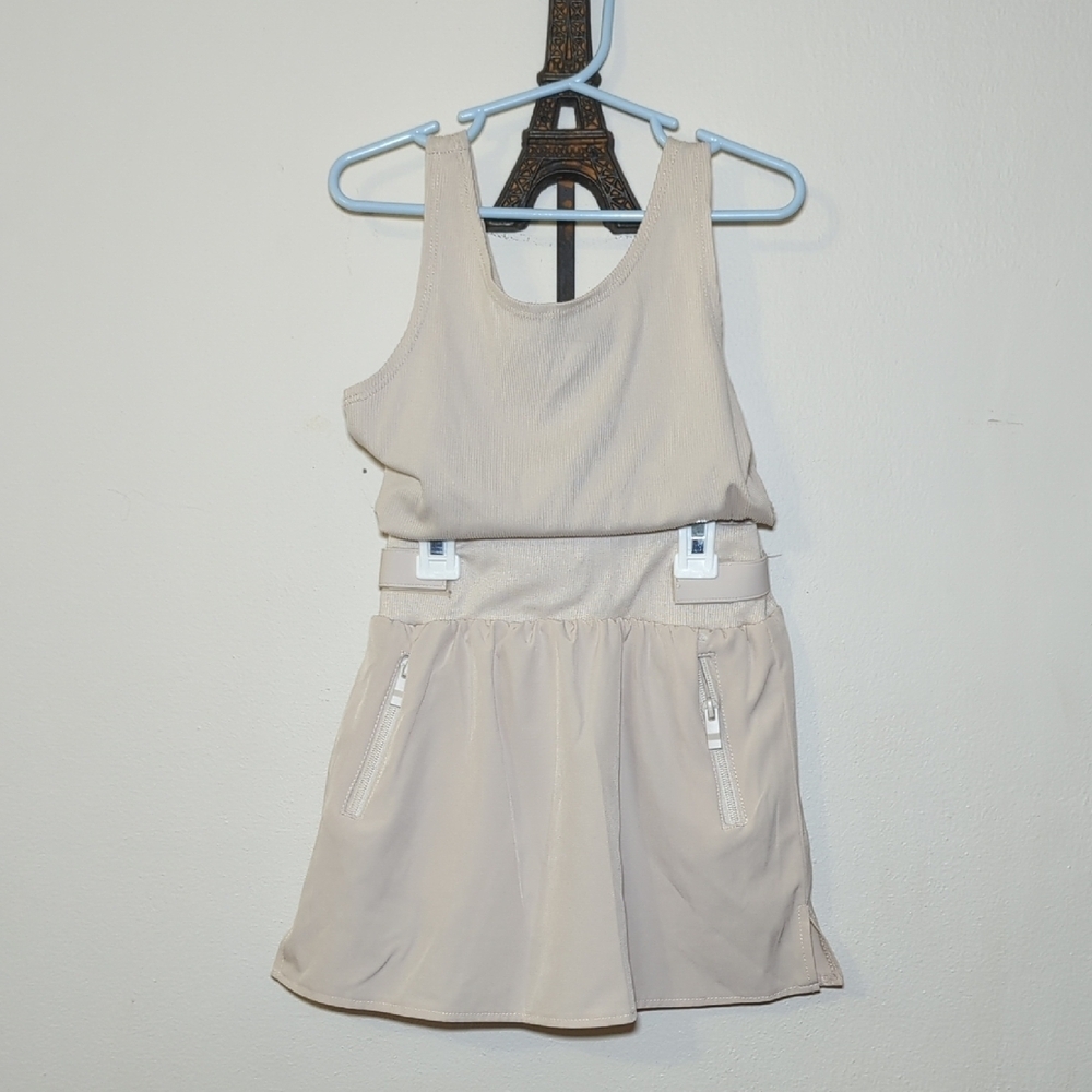Violet Skye Cream Skort Set with RibbedTank Top, Zipper Pockets Girls Size M / 8